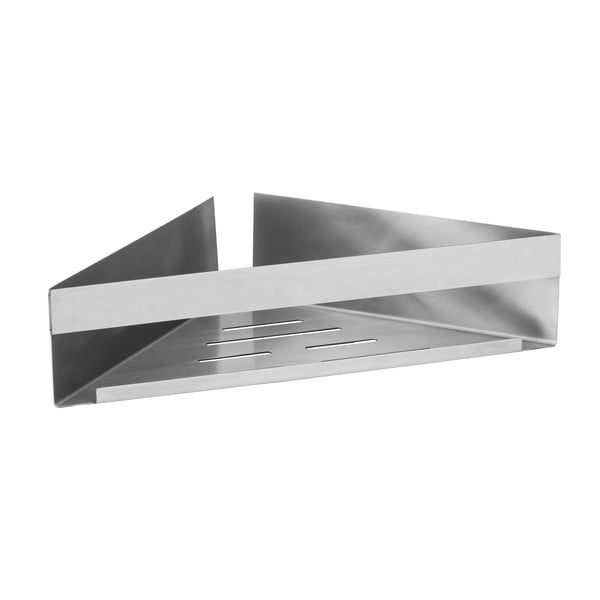 Matētas sudraba krāsas stūra nerūsējošā tērauda pašlīmējošs vannas istabas plaukts Genova – Wenko-image-1