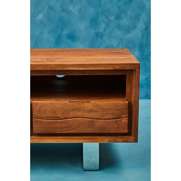 Tumša dabīga toņa akācijas masīvkoka TV galdiņš 140x52x50 cm Simla – Premier Housewares-image-3