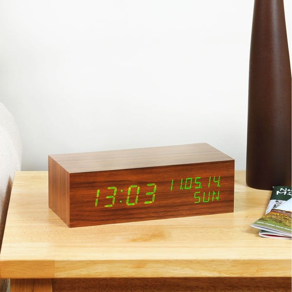 Zaļš LED modinātāja modinātājs Square Click Clock, valrieksts-image-1