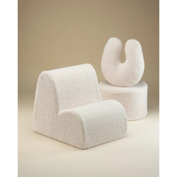 Krēmkrāsas bērnu dīvāna spilvens no buklē auduma U – Wigiwama-image-4