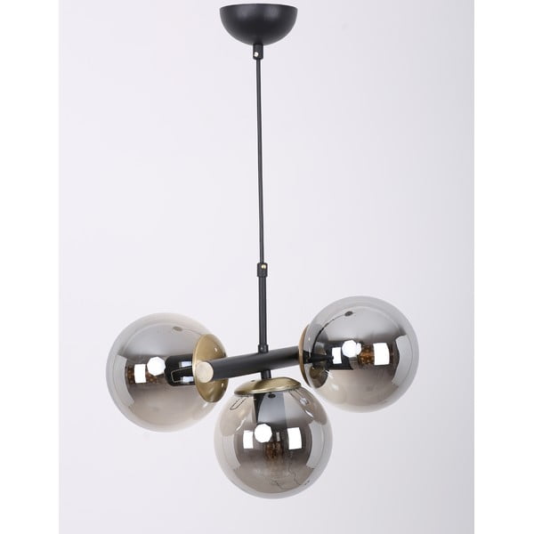 Melna/pelēka piekaramā lampa ar stikla abažūru ø 15 cm Cascade – Squid Lighting-image-4