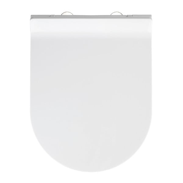 Balts tualetes poda sēdeklis ar vieglu aizvēršanu Wenko Habos, 46 x 36 cm