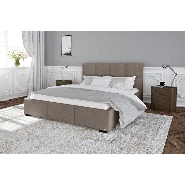 Pelēkbrūna divguļamā gulta ar režģi un uzglabāšanas vietu Guy Laroche Home Fascination, 140 x 200 cm-image-1