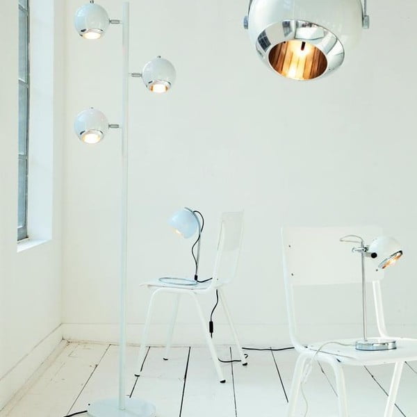 Retro galda lampa, balta-image-1