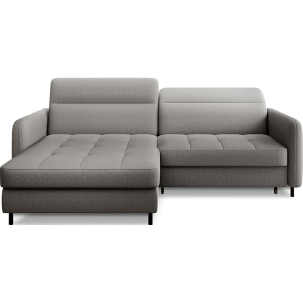 Pelēks samta salokāms/ar uzglabāšanas vietu stūra dīvāns (ar kreiso stūri/ar zvilni) Gomsi – ELTAP