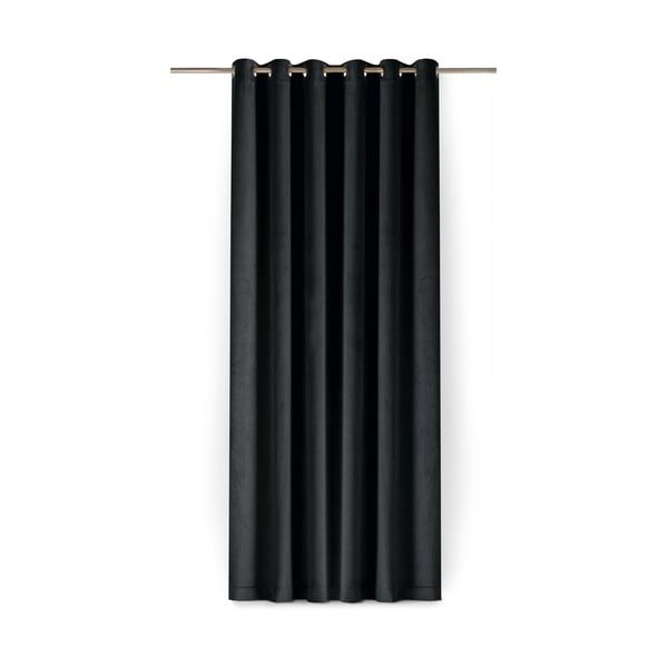 Melns samta daļēji gaismu necaurlaidīgs aizkars 140x225 cm Velto – Filumi-image-4