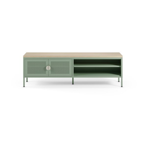 Piparmētru zaļš/dabīga toņa metāla TV galdiņš 160x50x35 cm Sayla – Marckeric
