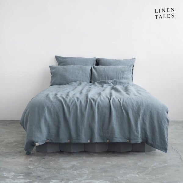 Gaiši zila lina gultas veļa divvietīgai gultai 200x220 cm – Linen Tales