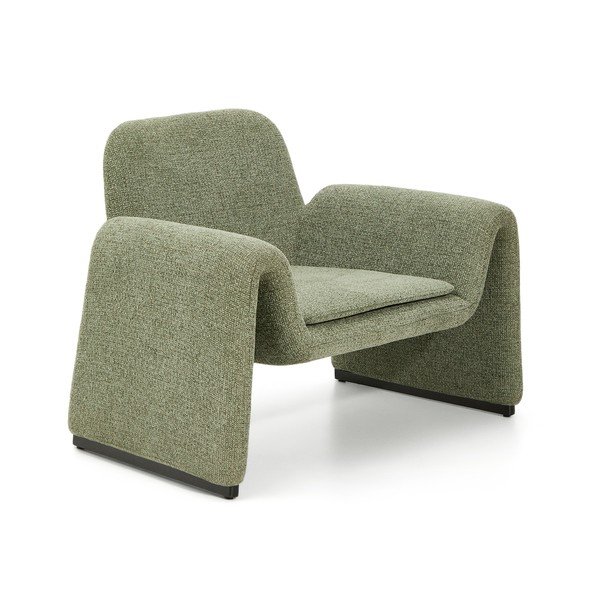 Zaļš atpūtas krēsls no šenila auduma Melvia – Kave Home