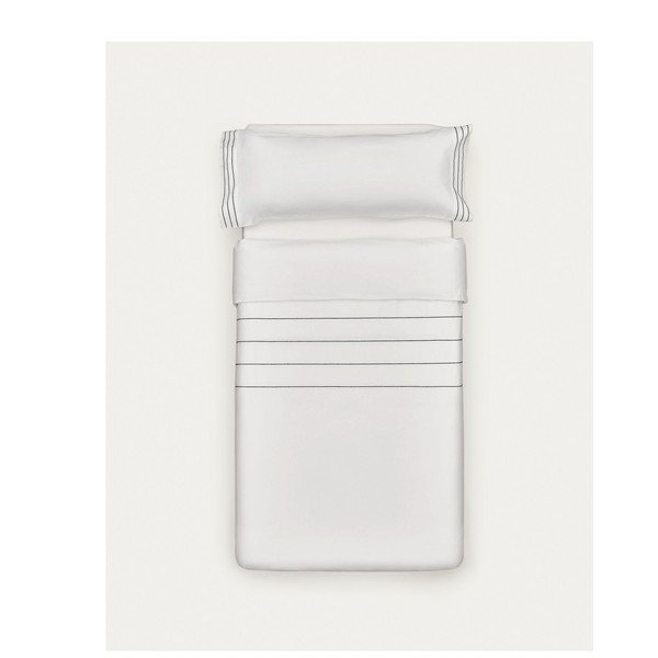 Balta vienguļamā gultas veļa no kokvilnas perkala 150x220 cm Cintia – Kave Home-image-4