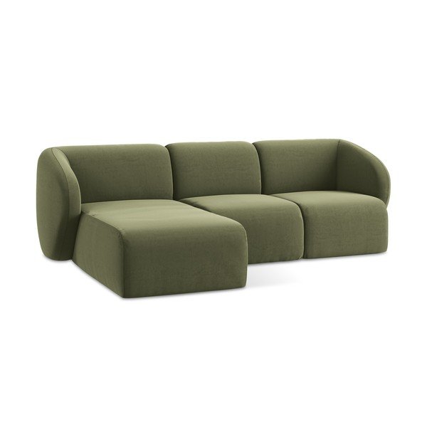 Zaļš samta stūra dīvāns (ar kreiso stūri/ar zvilni) Lani – Makamii-image-4