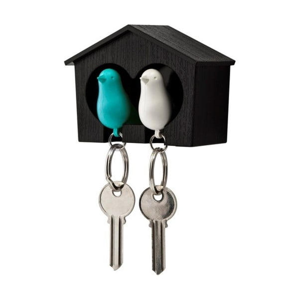 Brūna atslēgu piekariņš ar baltu un zilu atslēgu piekariņu Qualy Duo Sparrow