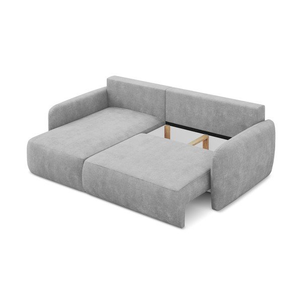 Gaiši pelēks salokāms stūra dīvāns no šenila auduma ar uzglabāšanas vietu (ar kreiso stūri/ar zvilni) Lilo – Makamii-image-3