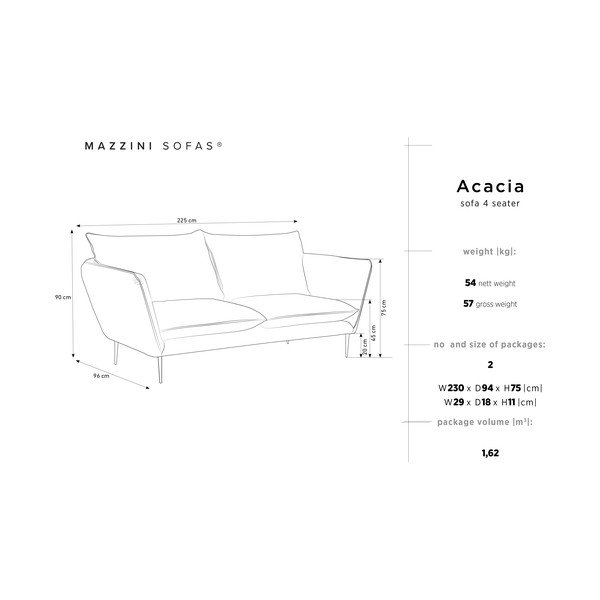 Bēšs samta dīvāns Mazzini Sofas Acacia, garums 225 cm-image-3