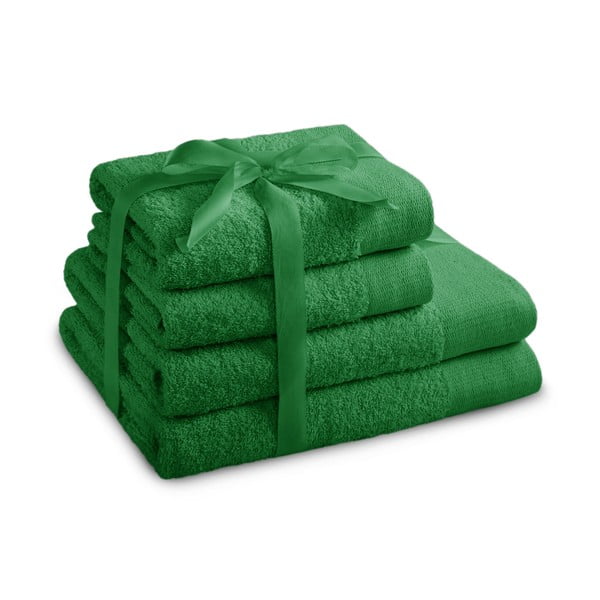 Zaļi frotē kokvilnas dvieļi komplektā (4 gab.) Amari – Restilo