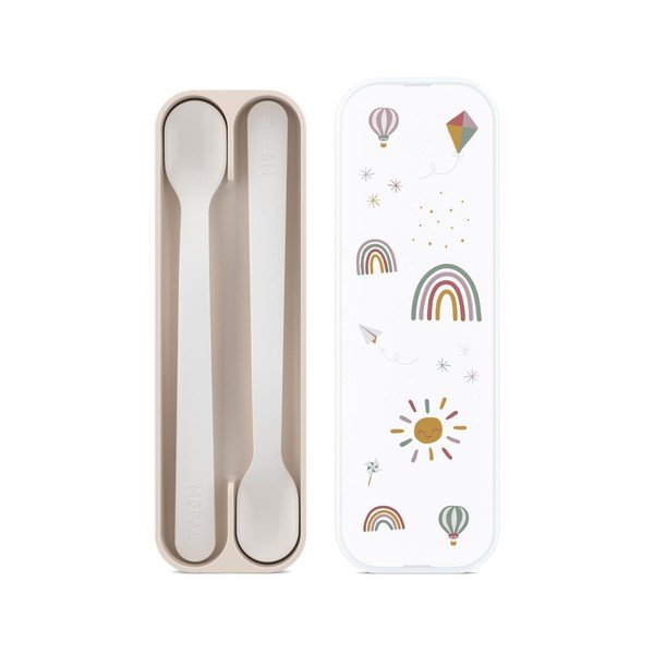 Bēšas plastmasas karotes bērniem (2 gab.) Sunshine & Rainbow – Mepal