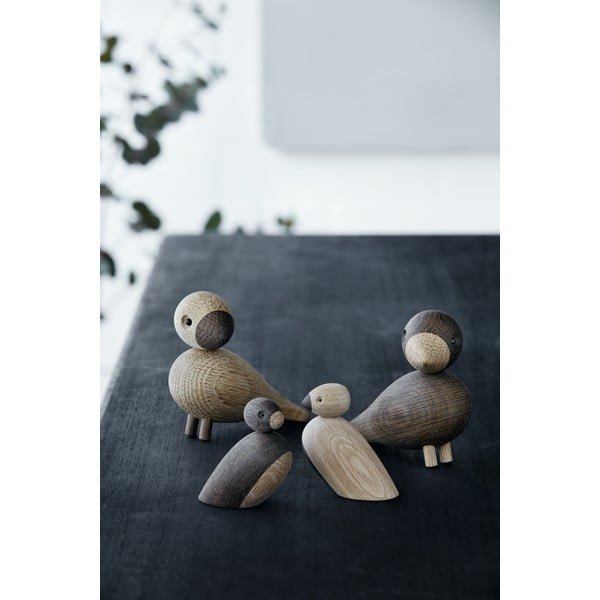 Ozola masīvkoka statuetes (2 gab.) Kay Bojesen Denmark Pair of Sparrows-image-1