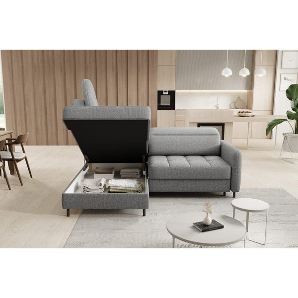 Pelēks samta salokāms/ar uzglabāšanas vietu stūra dīvāns (ar kreiso stūri/L veida) Barea – ELTAP-image-4