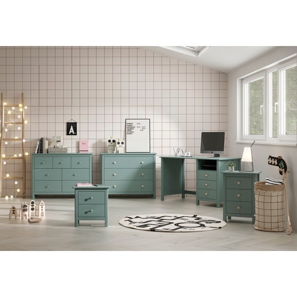 Zaļganzila zema bērnu kumode no priedes 100x80 cm Max – Marckeric-image-2