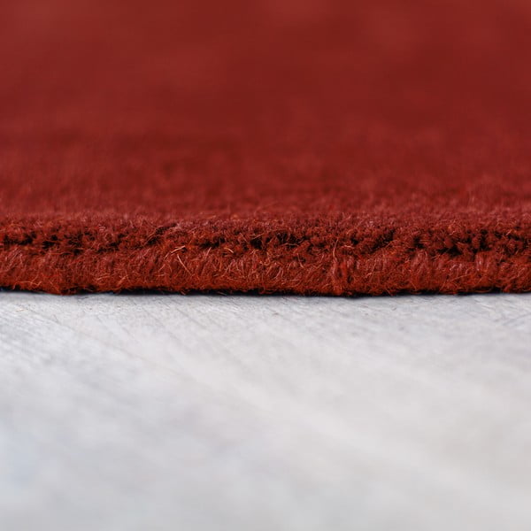 Ķieģeļu sarkans ar rokām darināts vilnas apaļš paklājs ø 200 cm Mia Segment – Flair Rugs-image-4