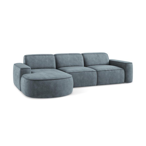 Dūmakaini zils stūra dīvāns no šenila auduma (ar kreiso stūri/ar zvilni) Omao – Makamii-image-4