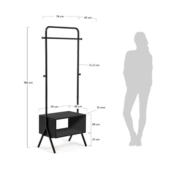 Melns metāla drēbju pakaramais statīvs Kave Home Bently-image-4