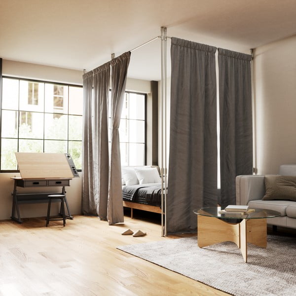 Sudraba krāsas tērauda aizslietņa rāmis aizkariem Anywhere – Umbra-image-1