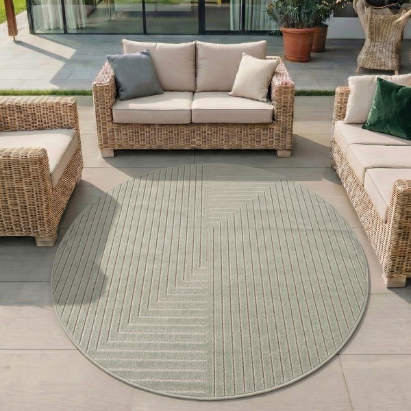 Zaļš apaļš iekštelpu un āra paklājs ø 80 cm Nova 1202 – Ayyildiz Carpets-image-1