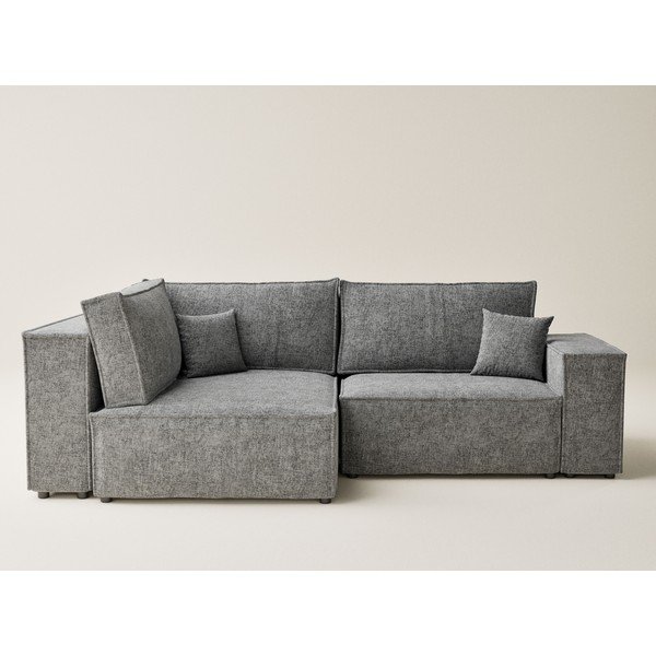 Pelēks salokāms stūra dīvāns no šenila auduma ar uzglabāšanas vietu (ar kreiso stūri/L veida) Tonga – Maison de Rêve-image-2