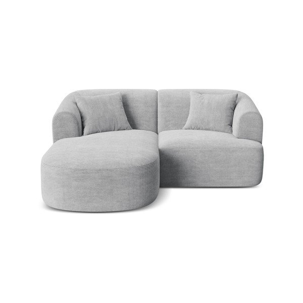 Gaiši pelēks velveta stūra dīvāns (ar kreiso stūri/ar zvilni) Campi – Cosmopolitan Design