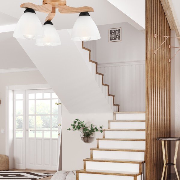 Balta griestu lampa ar stikla abažūru ø 16 cm Andreas – LAMKUR-image-1