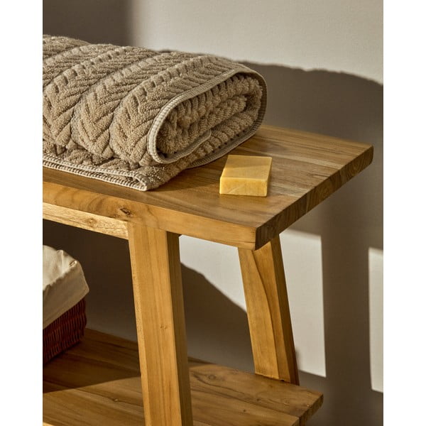 Bēšs frotē kokvilnas dvielis 90x150 cm Rune – Kave Home-image-1