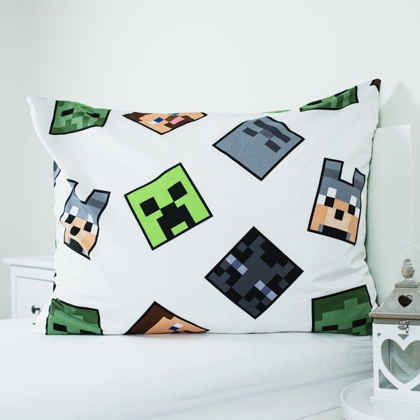Zaļa vienguļamā mikrošķiedras bērnu gultas veļa 140x200 cm Minecraft Block Stack – Jerry Fabrics-image-4