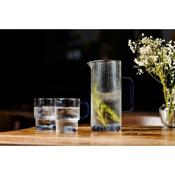 Zilas kapučīno stikla krūzes (2 gab.) 350 ml Livio – Vialli Design-image-2