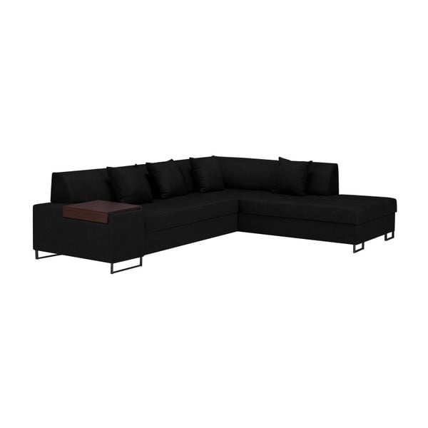 Melns stūra dīvāns ar kājām Cosmopolitan Design Orlando, labais stūris