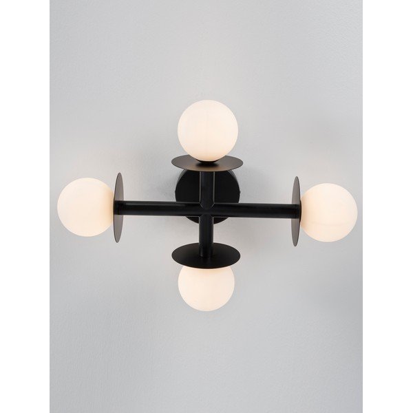 Balta/melna metāla griestu lampa ar stikla abažūru 37x51 cm Pielo – Nova Luce-image-4