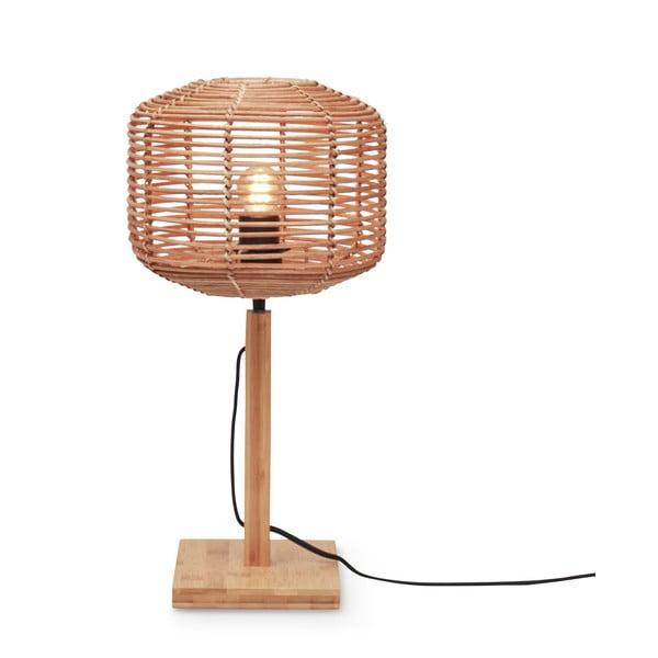 Dabīga toņa galda lampa ar rotangpalmas abažūru (augstums 40 cm) Tanami – Good&Mojo