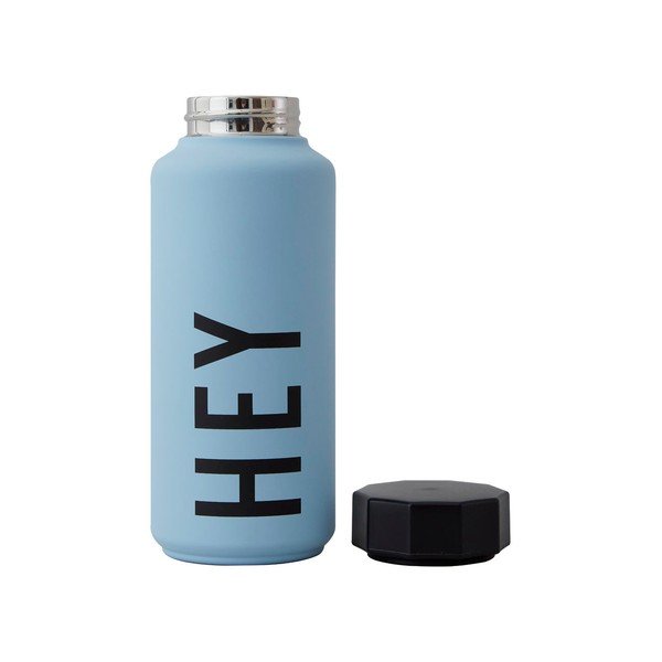 Gaiši zila termo pudele Design Letters Hey, 500 ml-image-1