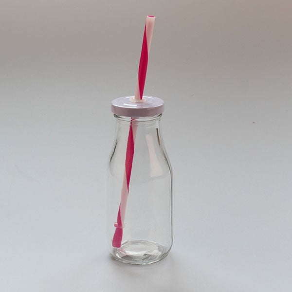 Glāze ar baltu vāku un sarkanu salmiņu Dakls, 250 ml
