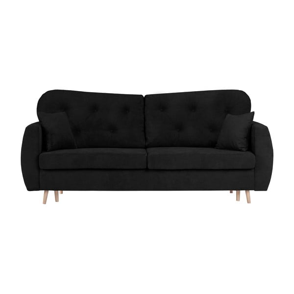 Mazzini Sofas Orchid melns trīsvietīgs dīvāns ar glabāšanas vietu