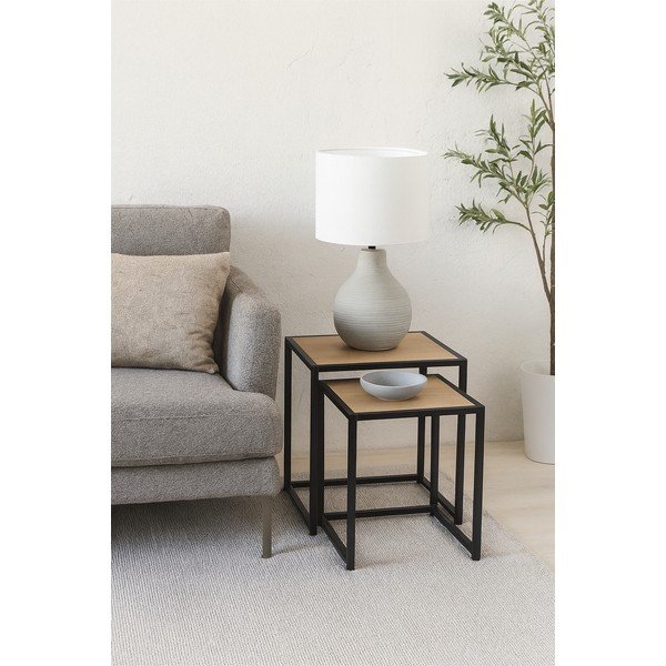 Sānu galdiņi ar ozolkoka imitāciju (2 gab.) 38x38 cm Noah – Bonami Essentials-image-1