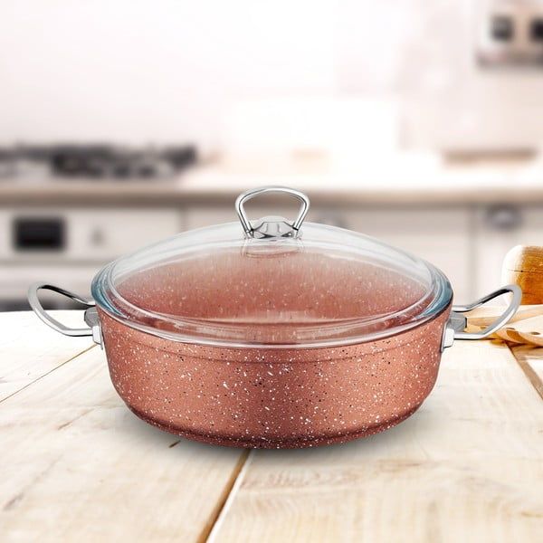 Rozā alumīnija katls ar vāku Güral Porselen Classic, ø 30 cm-image-4