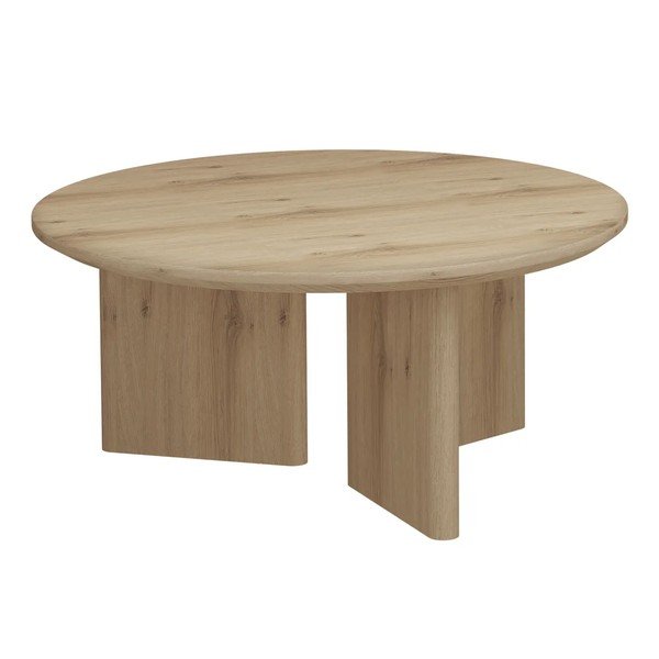 Dabīga toņa apaļš žurnālgaldiņš ar ozolkoka imitācijas galda virsmu ø 80 cm Chatham – Støraa-image-3