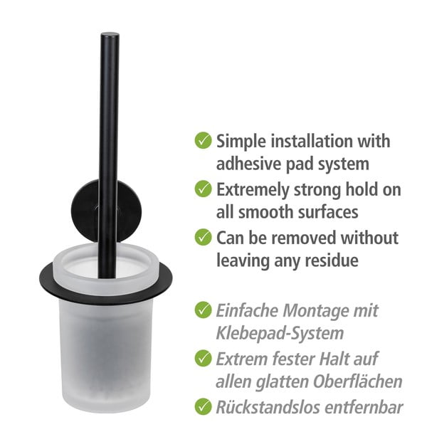 Matēti melna stikla pašlīmējoša tualetes birste Bivio – Wenko-image-4
