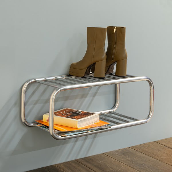 Sudraba krāsas metāla piekarināms apavu plaukts 72x28x35 cm Retro – Spinder Design-image-1