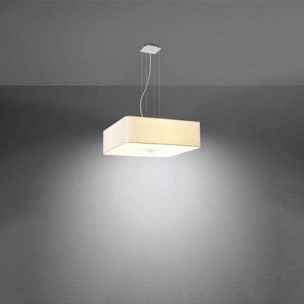 Balta piekaramā lampa ar stikla/auduma abažūru Kortez – Nice Lamps