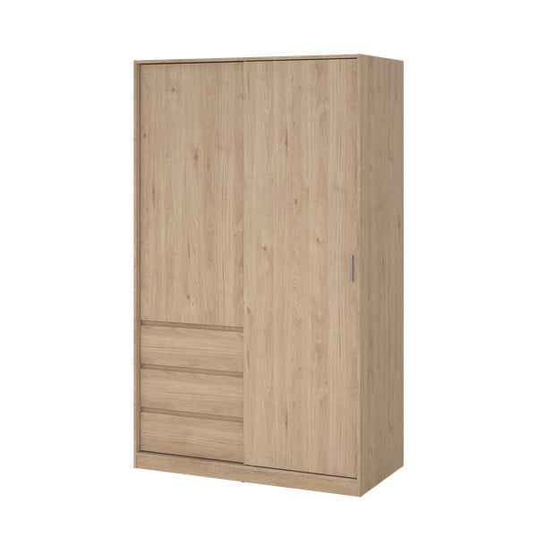 Dabīga toņa drēbju skapis ar ozolkoka imitāciju un bīdāmām durvīm 119x200x60 cm Naia – Tvilum-image-4