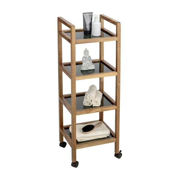 Melns/dabīga toņa akācijas masīvkoka vannas istabas plaukts 35x101,5 cm Fondi – Wenko-image-4