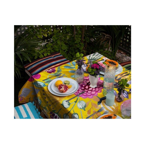 Galdauts ar linu Madre Selva Colourful Flowers, 140 x 140 cm-image-1