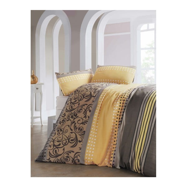 Dzeltena vienvietīga gultas pārklājs ar kokvilnas maisījumu Miranda, 140 x 200 cm